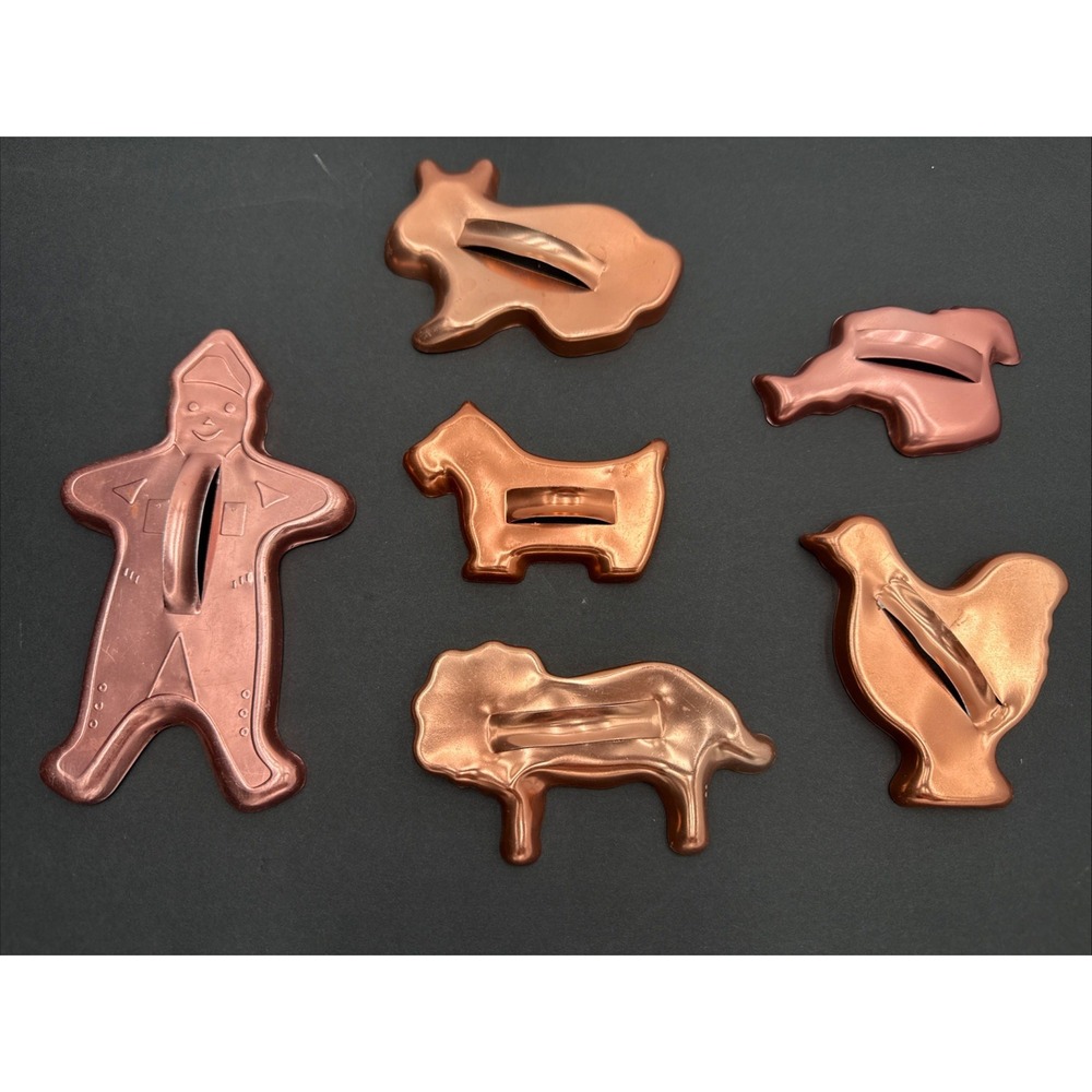 Vintage Lot Of 6 Copper Color Aluminum‎ Cookie Cutters